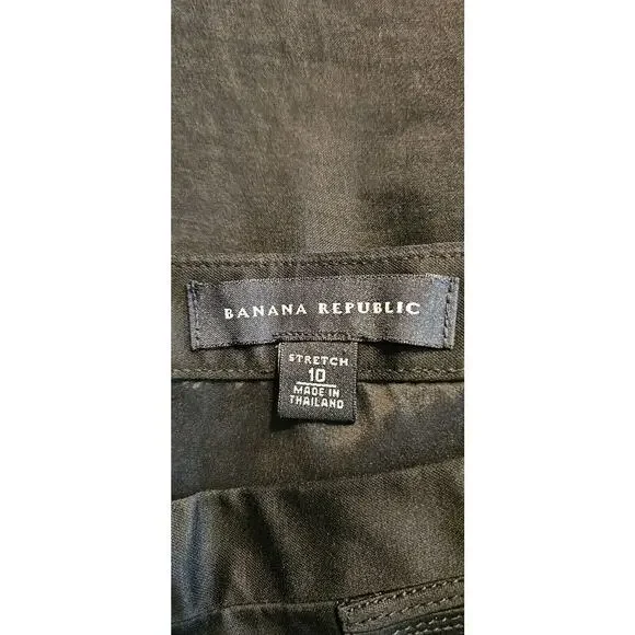 Vintage '04 Banana Republic Size 10 Skirt Black Asian Flair Frog Buttons Slit - Picture 6 of 8